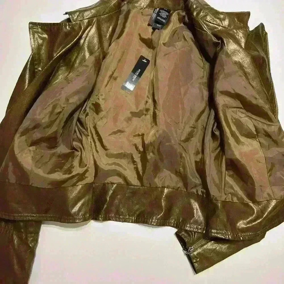 NWT Bisou Bisou Moto Jacket Copper Faux Leather - Picture 3 of 6